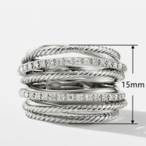 New Sterling Silver White Sapphire Ring - Picture 3 of 3